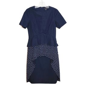 COS Navy Peplum Dress Eyelet Short Sleeve Size 4